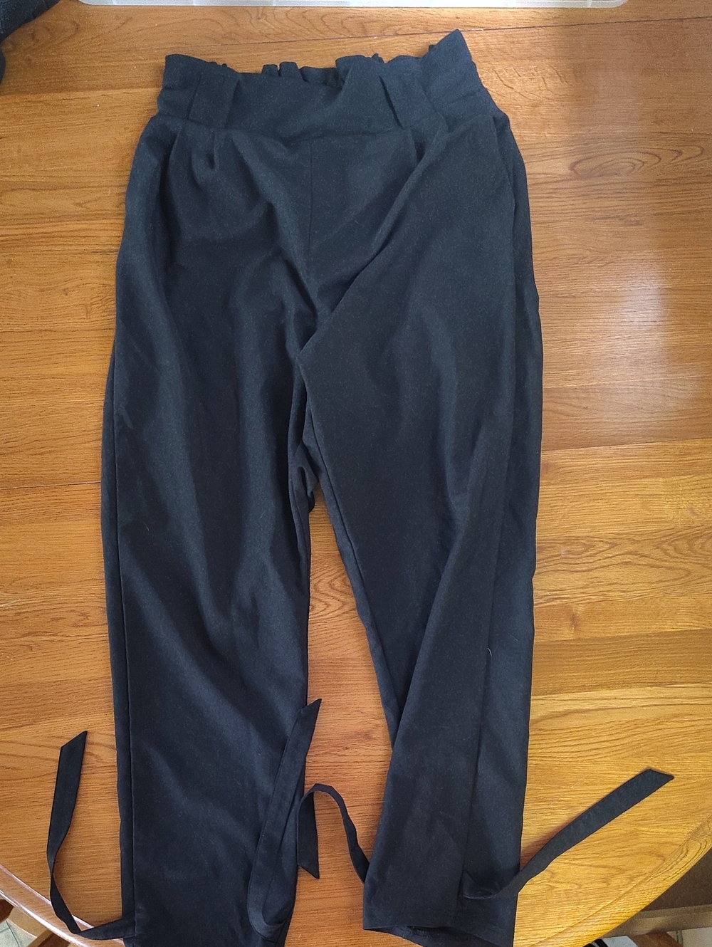 Grace Karin Black Tapered Chinos with Ankle Ties